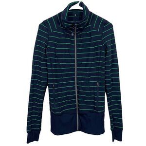 LuLuLemon Navy & Green Striped Stride Track Jacket